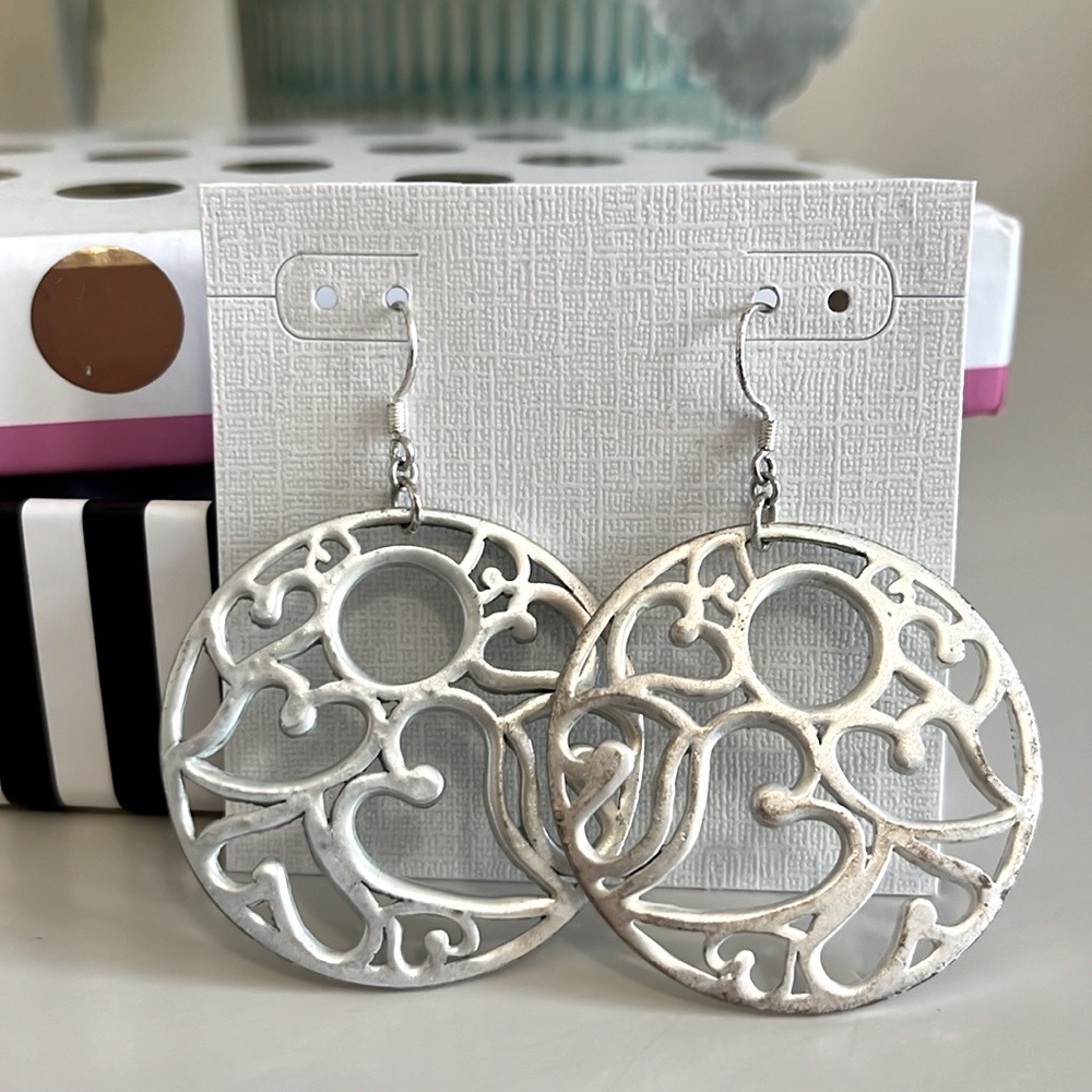 Silver Heart Circular Earrings